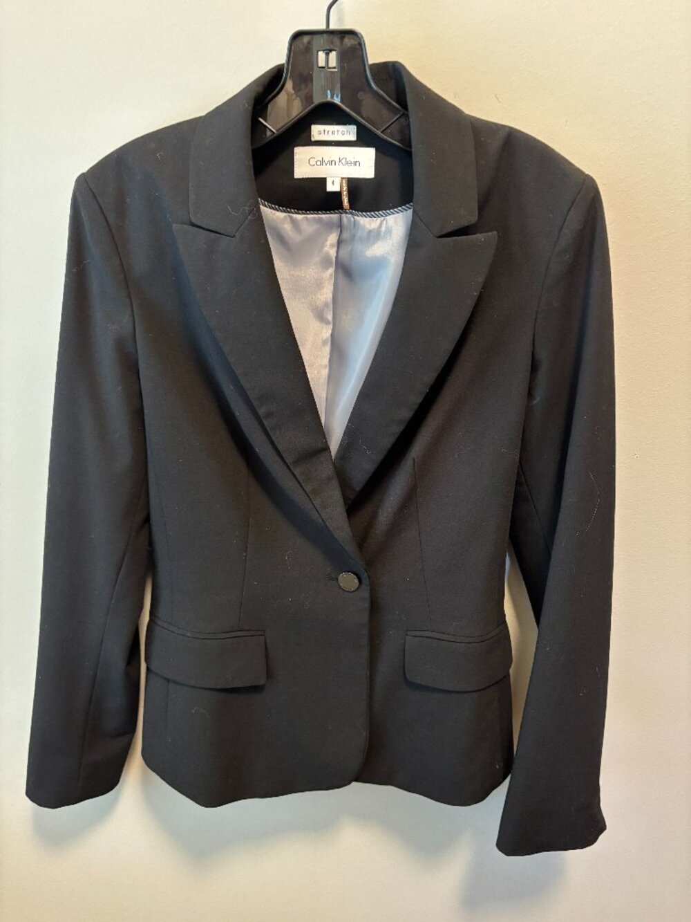 Calvin Klein Black One-Button Stretch Blazer – Size 4